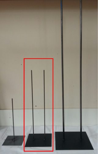 42 cm tall 2 standing rod base plate 15 x 15
